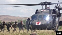 U.S. and Georgian soldiers take part in a joint military exercise at Georgia's Vaziani base in July.