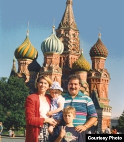 The Wondra family in Moscow in 1994 after their adoption