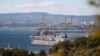 An oil tanker is moored at the Sheskharis complex in Novorossiysk, Russia.