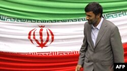 President Mahmud Ahmadinejad leaves the podium after taking the oath of office before parliament in Tehran.