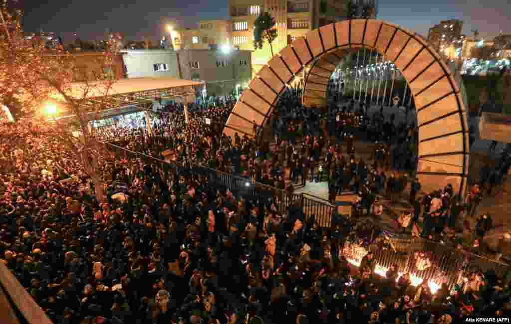 Iranian students demonstrate following a tribute to the victims of Ukraine International Airlines Flight PS752 in front of Amir Kabir University in Tehran on January 11.