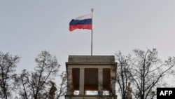 The Russian Embassy in Berlin where a German Army officer is said to have offered to spy for Russia.