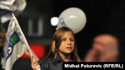 Attendees at a rally of the Alliance for a Better Future for Bosnia in Sarajevo on September 30.