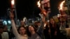 Relatives and friends of people killed and abducted by Hamas and taken into Gaza, react to the cease-fire announcement as they take part in a demonstration in Tel Aviv, Israel, on January 15.