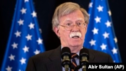 U.S. national-security adviser John Bolton will reportedly say Washington will consider sanctions against ICC judges. (file photo)