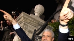 President Tadic celebrates his election win in May