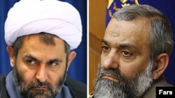 Outgoing Basij commander Hossein Taeb (left) and his replacement, Mohammad Reza Naqdi