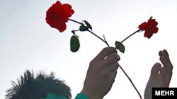 A Musavi supporter in downtown Iran on June 17