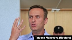 Russian opposition leader Aleksei Navalny attended a Moscow protest on July 20 (file photo).