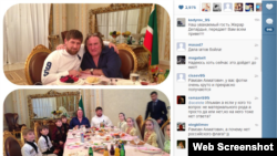 Depardieu at dinner with Kadyrov's family.