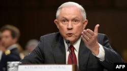 U.S. Attorney General Jeff Sessions testifies at a Senate hearing in Washington on June 13. 