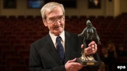 Stanislav Petrov receives the Dresden Prize at the Semper Opera in Dresden, Germany, in February 2013.