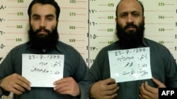 A combo photo shows two Taliban prisoners, Anas Haqqani (left) and Hafiz Rashid, who were released in November 2019.