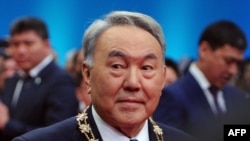 Kazakh President Nursultan Nazarbaev at his swearing-in ceremony in Astana.