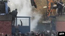 Protesters break into the British Embassy in Tehran on November 29.