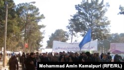 An estimated 500 protesters gathered in Herat to show their displeasure over the Iranian blockade.