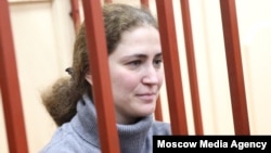 Russian Academic Youth Theater (RAMT) director Sofia Apfelbaum at a court hearing in Moscow on October 27. 