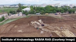 Excavation work at the Hospital Mound in Kerch in October 2018. The site dates back at least as far as the fourth century BC.