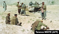 Taliban fighters firing mortars in the Panjshir Valley in 1996.