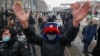 Protesters take to the streets in Moscow on January 31 in support of jailed Russian opposition leader Aleksei Navalny.