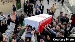 People take part in the funeral in Tehran of Sanee Zhaleh, a student who was shot dead during an opposition rally on February 14.