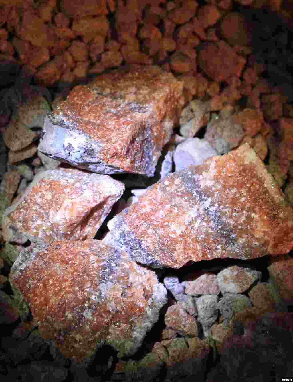 Unprocessed potassium salts in a Uralkali potash mine