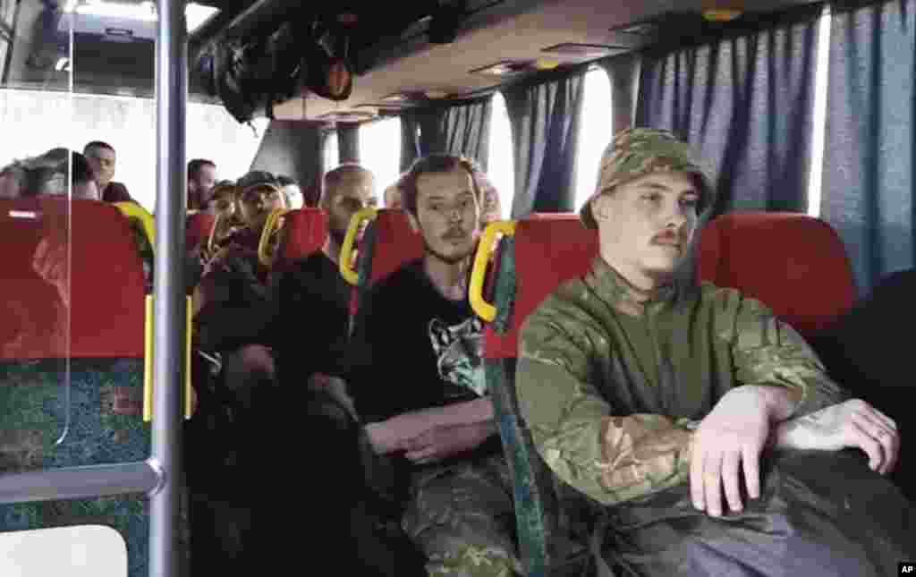 A video released from the Russian Defense Ministry shows Ukrainian servicemen waiting in a bus. The Ukrainian government said it was continuing efforts to complete what it called was the &quot;evacuation&quot; of its fighters from the Azovstal steel plant. It was the last holdout in the southern port city of Mariupol, after around 260 soldiers, some of them wounded, were able to get out of the sprawling complex.