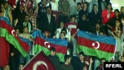 Azerbaijani football fans at the Turkey-Armenia World Cup qualifying match in Bursa in October 2009