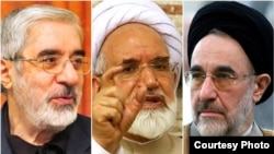 Former reformist President Mohammad Khatami (right) has called for opposition leaders Mir Hossein Musavi (left) and Mehdi Karrubi to be freed.