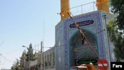 The scene outside the Amir al-Momenin Mosque following the bomb attack on May 28