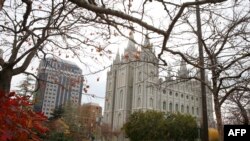 The Salt Lake Mormon Temple in Utah, the headquarters of the Church of Jesus Christ of Latter-Day Saints.
