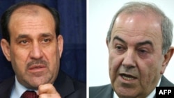 Iraqi Prime Minister Nuri al-Maliki (left) and former Prime Minister Iyad Allawi 