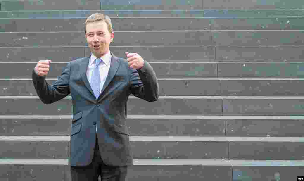 Bernd Lucke, the chairman of the Alternative for Germany party, speaks in Berlin after the election. The party, which wants Germany to stop using the euro, was voted into the European Parliament for the first time.