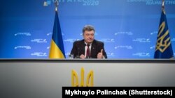 Ukrainian President Petro Poroshenko at a late-September press conference in Kyiv