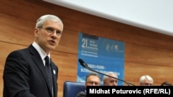 Serbian President Boris Tadic addresses the summit in Sarajevo.