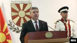 Macedonian President Gjorge Ivanov announces his decision on May 27.. 