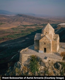 Made of stone, Vankasar Church was built in the 7th century atop a hilltop near the archaeological site of Tigranakert.