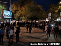 Supporters of singer Rinat Zaitov gather in Almaty overnight on June 10-11.