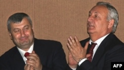 South Ossetia's Eduard Kokoity (left) has called unification with North Ossetia a "primary aim," while Sergai Bagapsh of Abkhazia has staked his reputation on independence