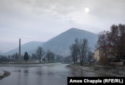 Visocica Hill as viewed from the center of Visoko.