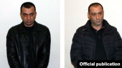 The two suspects in the shooting of presidential candidate Paruyr Hairikian: Khachatur Pogosian (right) and Samvel Harutiunian