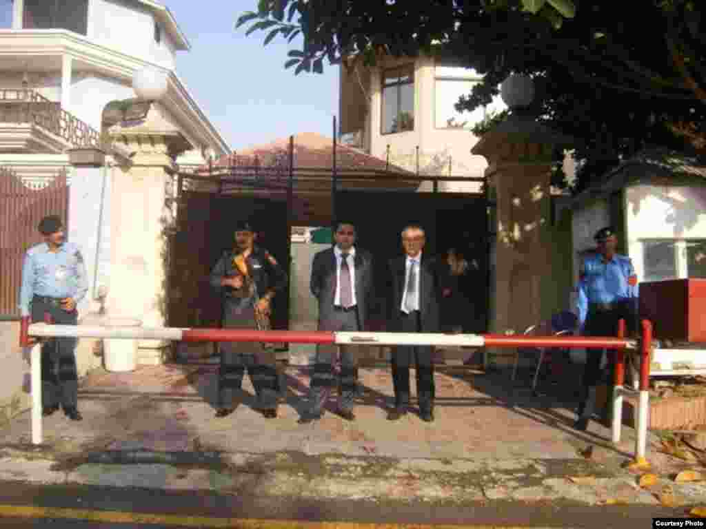 Security outside Kyrgyzstan&#39;s embassy in the Pakistani capital, Islamabad, on October 30.