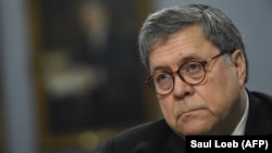 U.S. Attorney General William Barr testifies during a House Commerce, Justice, Science, and Related Agencies Subcommittee hearing on Capitol Hill in Washington on April 9.