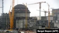 The construction site of the first Belarusian nuclear power plant outside the town of Astravets, northwest of Minsk