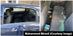 Mirzali’s car after a back window was smashed on June 1.