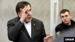 Ukrainian opposition figure Mikheil Saakashvili in a Kyiv courtroom earlier this month. 