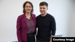 Volodymyr Zelenskiy with the French Ambassador to Ukraine Isabelle Dumont on February 23.