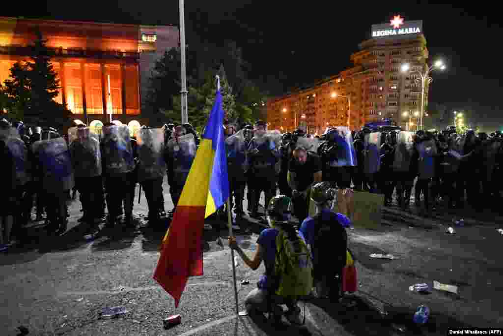 Police denied using excessive force, while Romania&#39;s interior minister said riot police had intervened against &quot;hooligans who had attacked the state&#39;s authority.&quot;