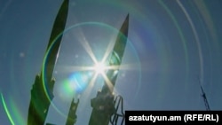 Surface-to-air missiles at a military base in Gyumri