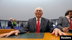 Dogu Perincek, leader of the Turkish Workers' Party, at his hearing at the European Court of Human Rights in Strasbourg on October 15. The court ruled in his favor.